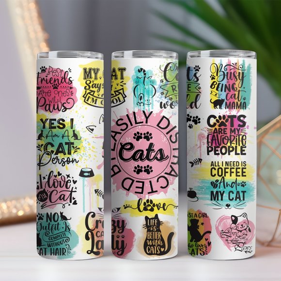 Easily Distracted By Cats | 20 oz Tumbler - Picture 1 of 1